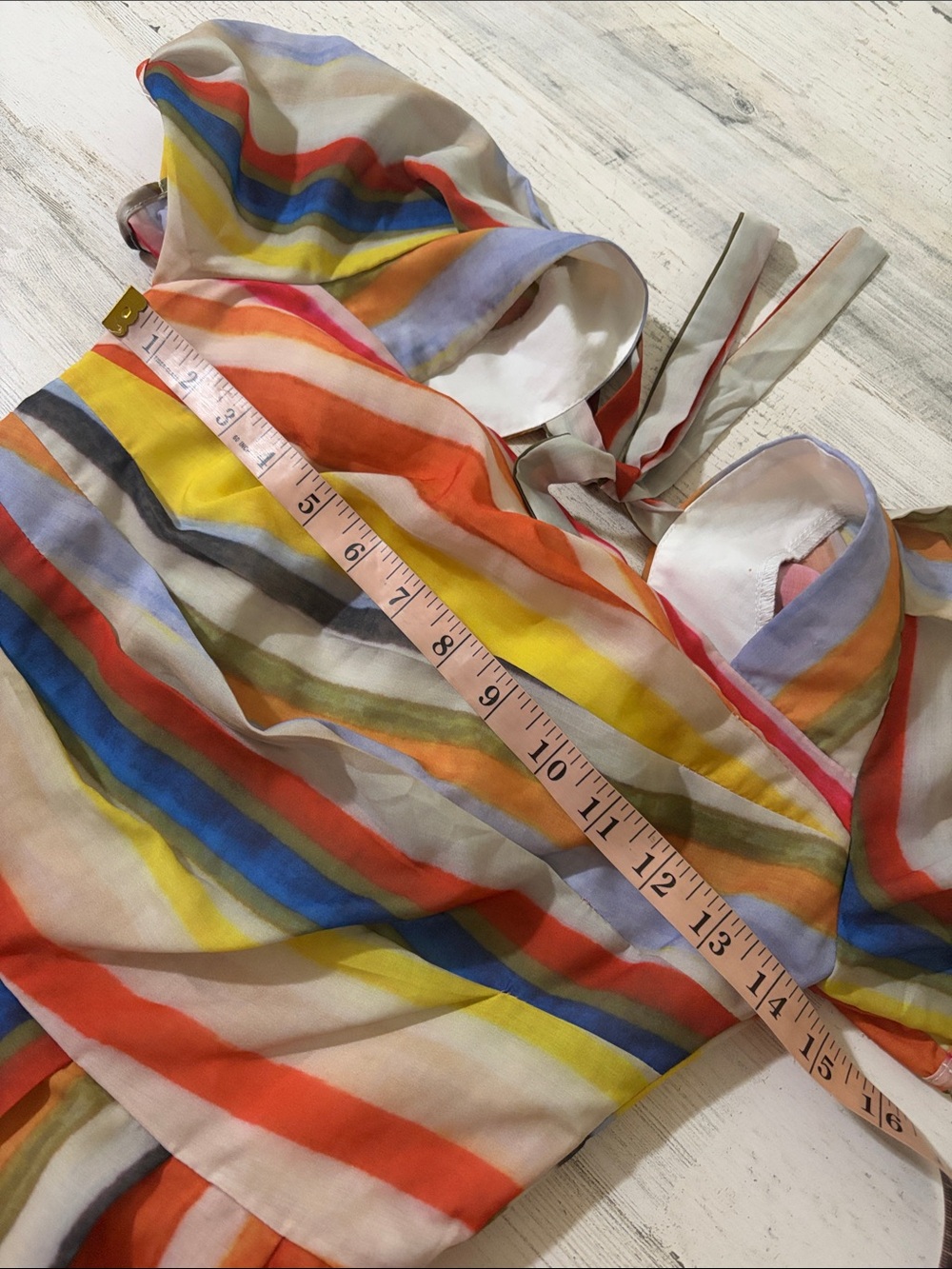 Mr Water New York Vintage inspired Rainbow Striped Cotton Dress NWT Puff Sleeve - Picture 5 of 7